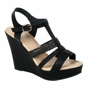 New Black Casey Wedge Sandal